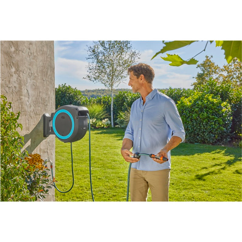 Load image into Gallery viewer, Gardena 35 m wand-slangenbox powerroll xl slanghaspel (grijs turquoise, 35 meter, accu en oplader inbegrepen, power for all alliance)
