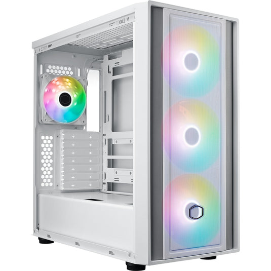 Cooler master masterbox 600 midi tower behuizing (wit | 2x usb-a | 1x usb-c | rgb | tempered glass)