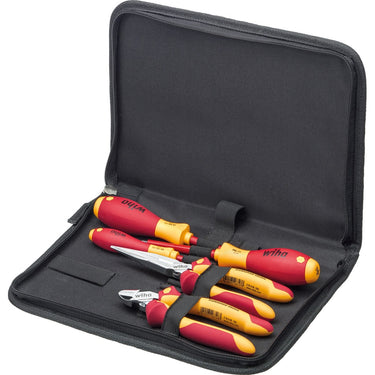 Wiha gereedschapset elektricien gereedschapsset (rood geel, 5-delig in gereedschapetui)