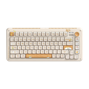 Iqunix zx75 sunset ponder wireless mechanical keyboard (lichtgeel, us lay-out (qwerty), gateron red, 75%, rgb leds, hot-swappable, double-shot pbt, 2.4ghz | bluetooth 5.1 | usb-c)