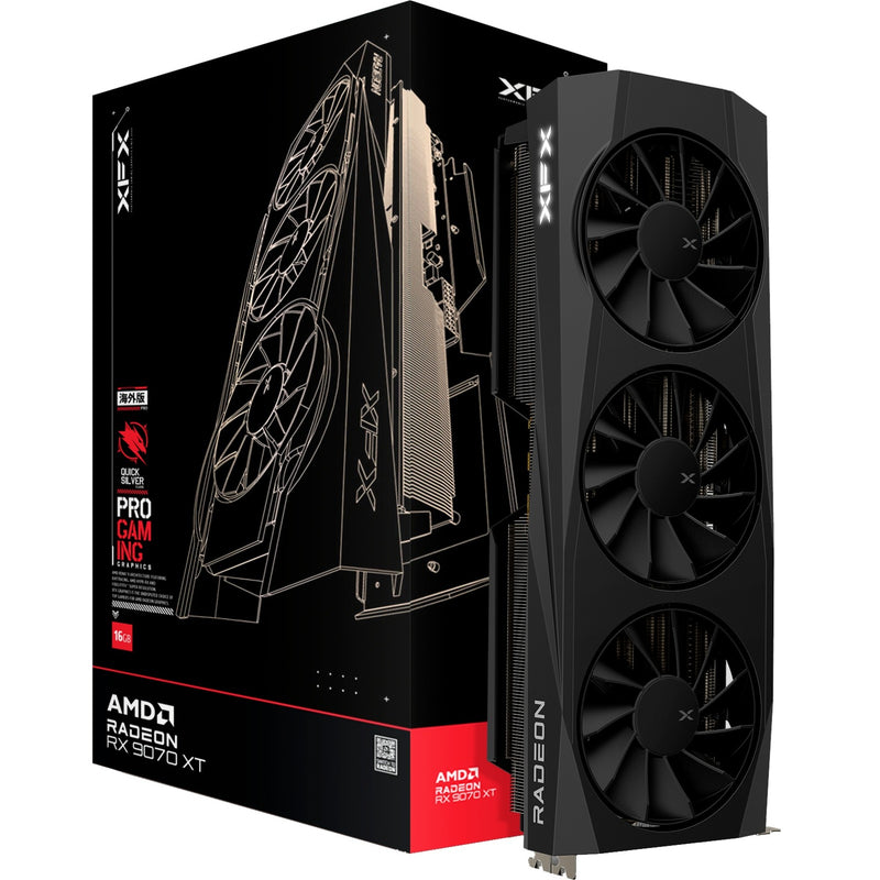 Load image into Gallery viewer, Xfx radeon rx 9070 xt quicksilver grafische kaart (zwart, rdna4, gddr6, 3x displayport, 1x hdmi 2.1)
