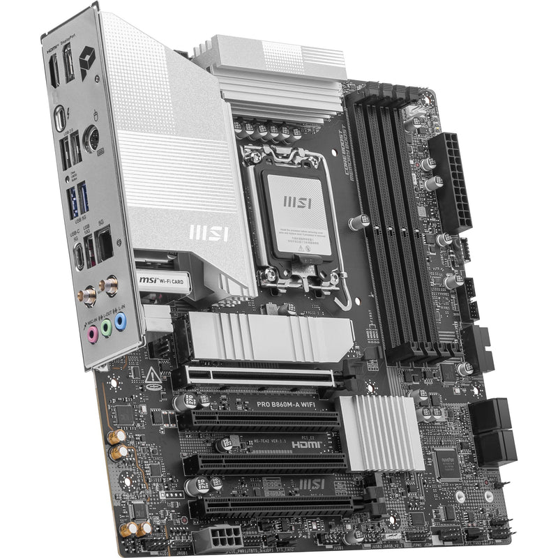 Load image into Gallery viewer, Msi pro b860m-a wifi socket 1851 moederbord (zilver, raid, 5gb-lan, wi-fi 7, bt, sound, µatx)
