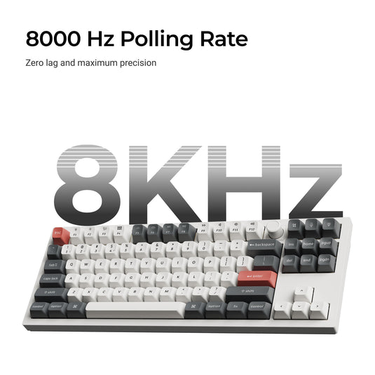 Keychron q3 ultra-m4 8k wireless custom mechanical keyboard (zwart, us lay-out (qwerty), silk pom banana, 80% (tkl) , rgb, hot swap, 8k, 2.4 ghz | bluetooth 5.2 | usb-c)