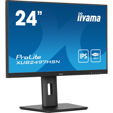 Iiyama prolite xub2497hsn-b2 23.8 monitor (zwart, hdmi, displayport, 3x usb-a, usb-c, rj-45)