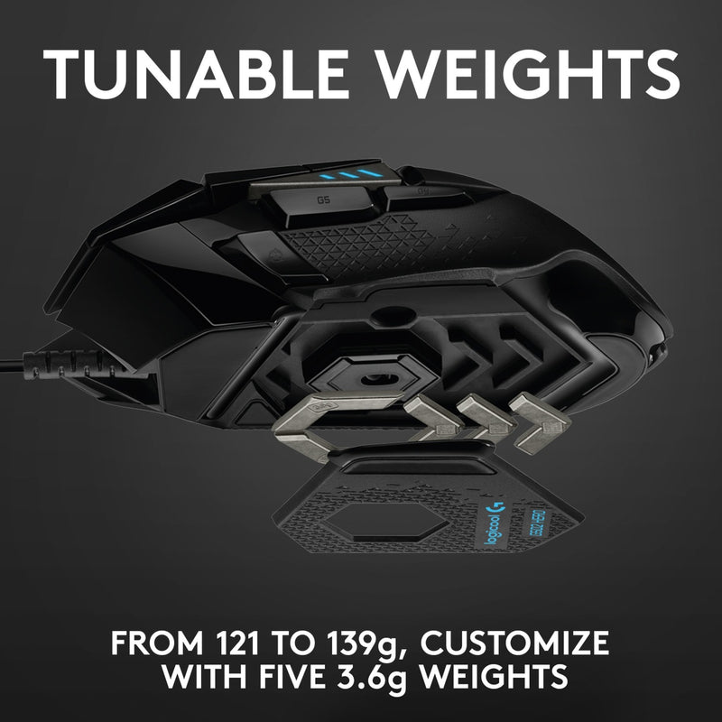 Load image into Gallery viewer, Logitech g502 hero high performance gaming mouse (zwart, 100 - 25.600 dpi, rgb leds)
