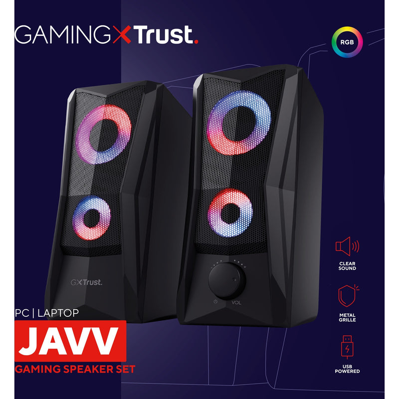 Load image into Gallery viewer, Trust gxt 606 javv rgb verlichte 2.0 speakerset pc-luidspreker (zwart)
