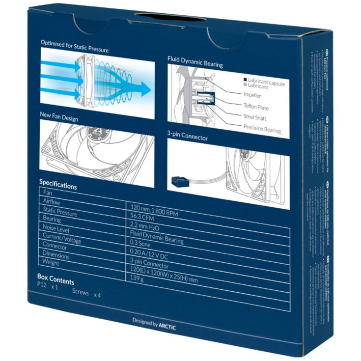 Load image into Gallery viewer, Arctic p12 case fan (zwart, 120 x 120 x 25 mm)
