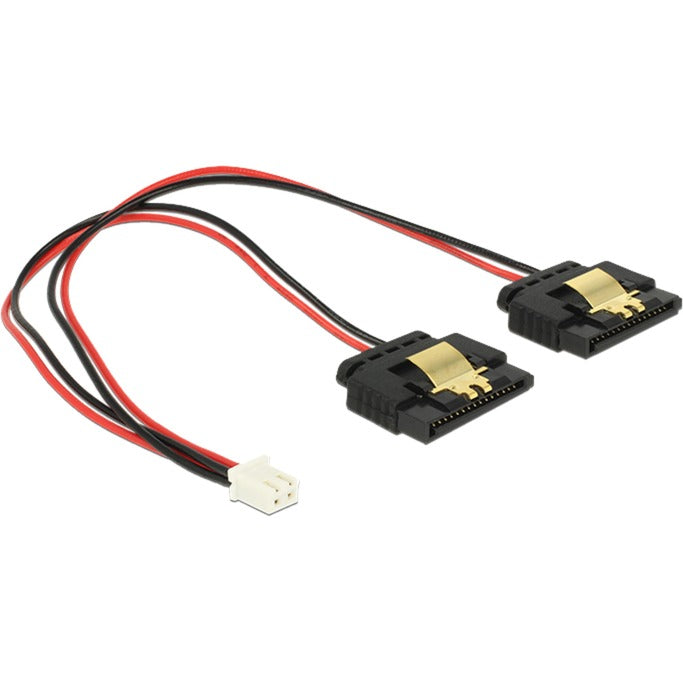 Load image into Gallery viewer, Delock power 2-pin female > 2 x sata 15-pin splitterkabel (zwart rood, 0,2 meter)
