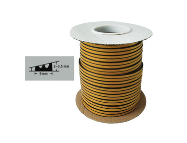 Fix-o-moll tochtband - e profiel - 100m x 9 mm - 1-3.5mm - zwart
