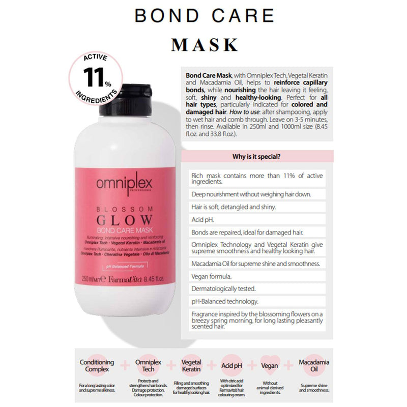 Afbeelding laden in galerijviewer, Farmavita omniplex blossom glow bond care mask 250ml
