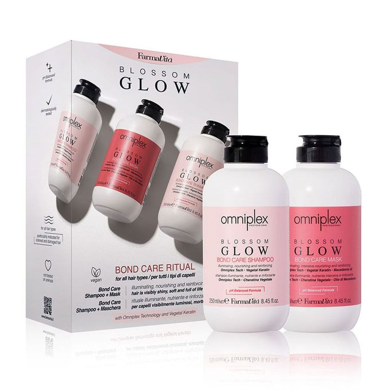 Load image into Gallery viewer, Farmavita omniplex blossom glow kit bond care ritual met shampoo en mask 250ml
