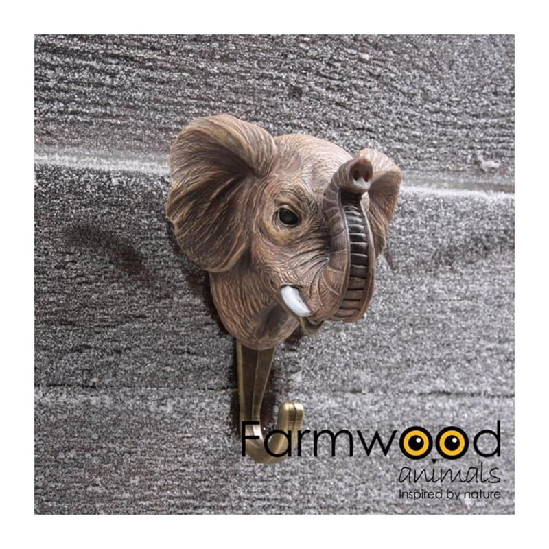 Cargue la imagen en el visor de la galería, Farmwood animals kapstok haak hook'd! olifant 6,5x9x11cm
