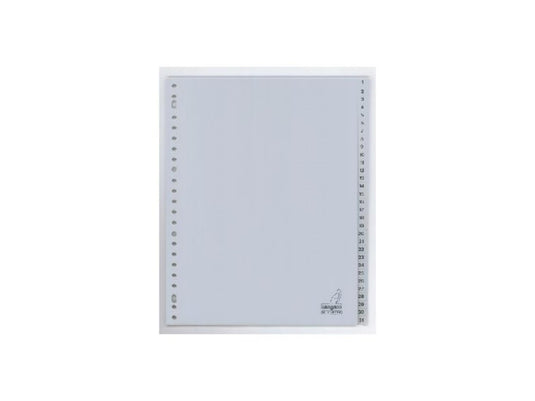 Kangaro tabblad a4 cijfers pp 120 micron grijs 23-gaats 31-delig