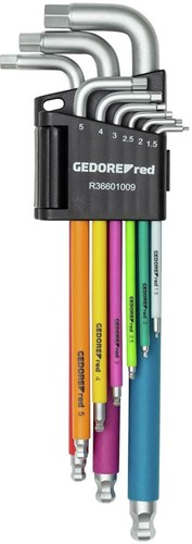 Afbeelding laden in galerijviewer, Gedore r36401009 | haakse stiftsleutelset | in | 1,5-10 mm multicolor | 9-dlg 3301332
