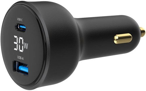 Chargez l'image dans la visionneuse de la galerie, Enzo gembird usb + usb-c autolader | 30w | zwart | status lcd - 9540114
