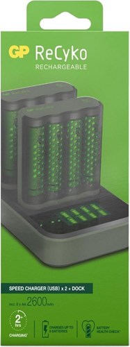 Gp batterijlader usb 2h met 4x2600ma aa batterij + 2xdock - 3503093