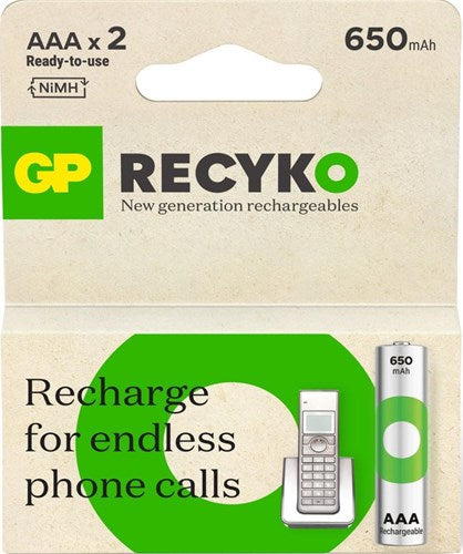 Load image into Gallery viewer, Gp nimh oplaadbare batterij aaa 650ma phone blister(2) - 3311400
