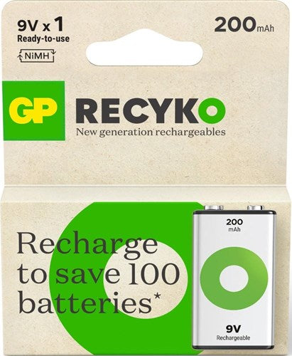 Load image into Gallery viewer, Gp nimh oplaadbare batterij e 9v 200ma blister(1) - 3311480
