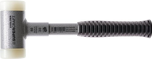 Halder kunststofhamer | lengte 290 mm hoofd-d. 30 mm | stalen buis terugslagvrij | hard nylon wit | 1 stuk - 3377.030 - 3377.030