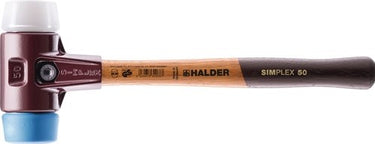Halder kunststofhamer | lengte 330 mm hoofd-d. 40 mm | zacht middelhard hout | tpe-soft blauw superplastic wit | 1 stuk - 3017.040 3017.040