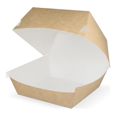 Takeaware hamburgerbak groot kraft wit (400 stuks)