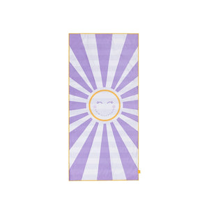 Happy sunshine | paars wit microvezel handdoek 135 x 65 cm