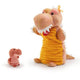 Handpop Dinosaurus met baby 25cm