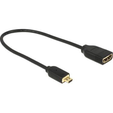 Delock micro hdmi > hdmi a adapter (zwart, 0,2 meter, 4k)
