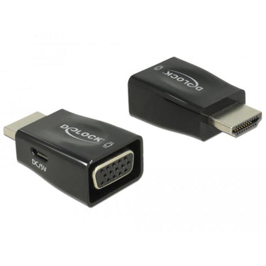 Delock hdmi-a male > vga female adapter (zwart)