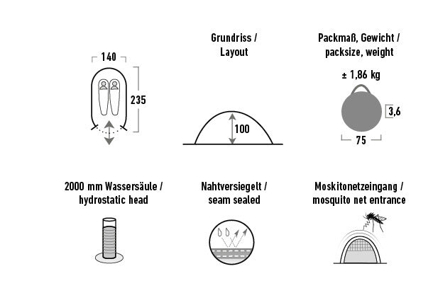 Load image into Gallery viewer, High peak Vision 2.0 Pop-up Tent 2-persoons 235 x 140 cm Zwart
