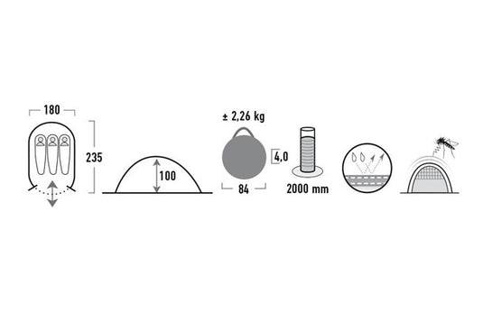 High peak Pop-up tent Vision 3-persoons 235 x 180 x 100 cm zwart