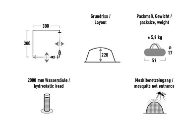 High peak Opbergtent Paviljoen 300 x 300 x 220 cm grijs