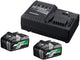 Hikoki boosterpack - 2 x bsl36b18 multivolt accu 36v 4.0ah 18v 8,0ah li-ion + uc18ysl3 snellader - uc18ysl3wb2