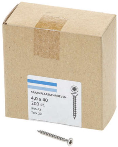 Laden Sie das Bild in Galerie -Viewer, Hoenderdaal fasteners hoenderdaal spaanplaatschroef rvs-a2 platkop voldraad torx tx20 4.0x40 | 200 stuks - 0206.30.25603
