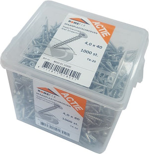 Enzo homefix actie-emmer spaanplaatschroef vz pk +snijpunt torx tx20 4.0x40 | 1000 stuks - 8920.01.10200