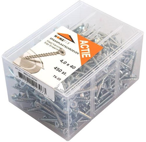 Laden Sie das Bild in Galerie -Viewer, Homefix actie spaanplaatschroef vz pk +snijpunt torx tx20 4.0x40 | 450 stuks - 8901.01.00420
