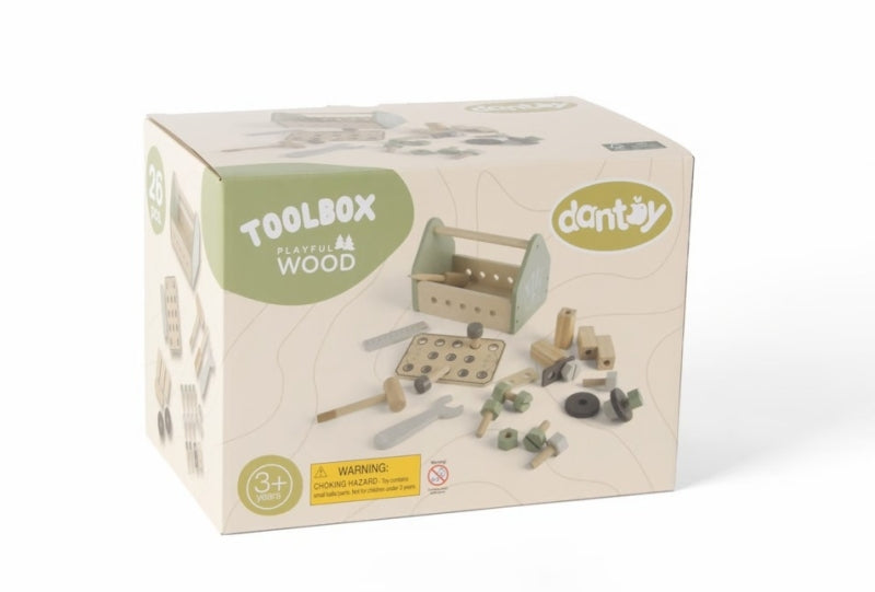 Load image into Gallery viewer, Dantoy houten gereedschapsbox 26-delig in doos
