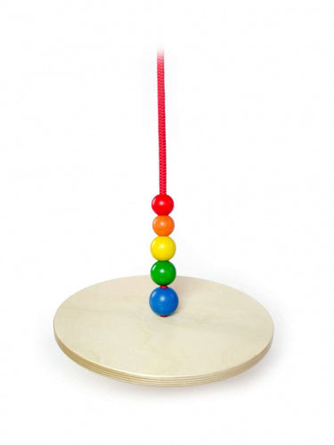 Hess houten schommel rond met kralen regenboog
