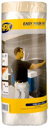 Hpx producten afdekfolie met afplakband easy mask film crepe 110cm x 33m