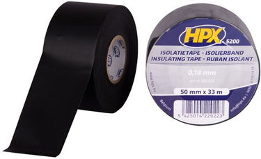 Hpx pvc isolatietape | zwart | 50mm x 33m - ib5033 | 24 stuks ib5033