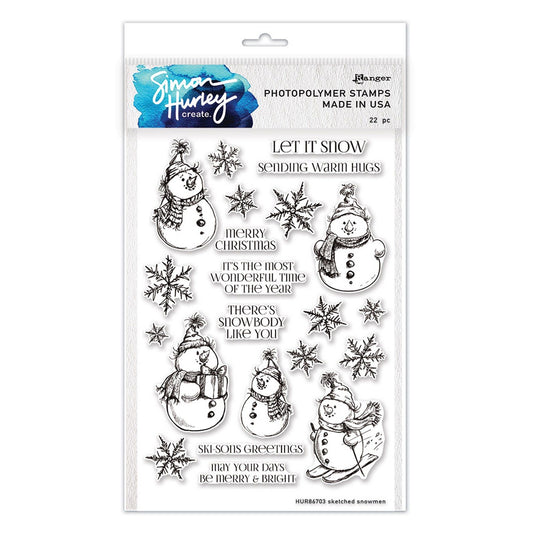Ranger ink ranger • simon hurley create. photopolymer stamps 15.24cmx22.86cm sketched snowmen