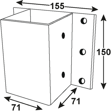 Connex paalhouder 71x71x150 (->muur) vvz - hv4333
