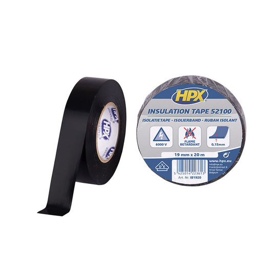 Hpx pvc isolatietape vde | zwart | 19mm x 20m - ib1920 - 10 stuks - ib1920