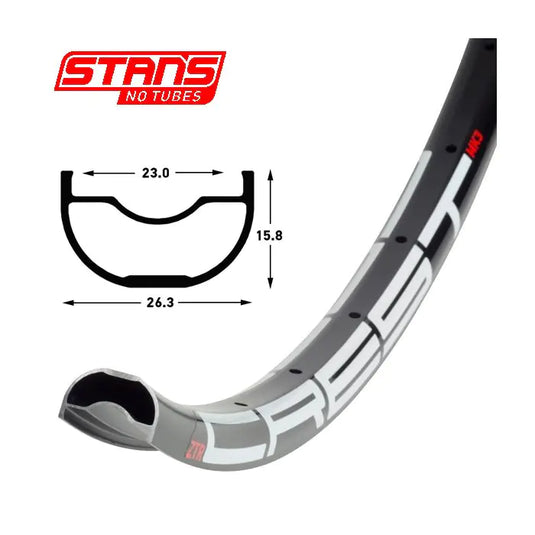 Stans notubes velg crest mk4 29 28h black gray snt