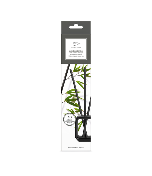 Ipuro scented sticks vase set black bamboo zwart