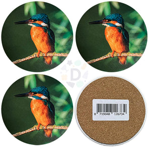 Farmwood animals onderzetterset rond ijsvogel 4-delig ã¸10cm