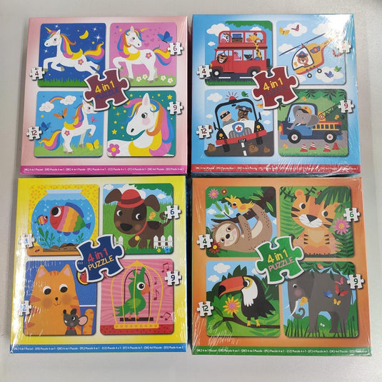 4-in-1 puzzel 4,6,9 en 12 stukjes