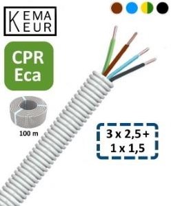 Cargue la imagen en el visor de la galería, Enzo installatiebuis flexibel 5 8 (16mm) bedraad grijs 100m - 1276010
