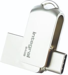 Usb-stick integral 64 gb usb type-a usb type-c zilver