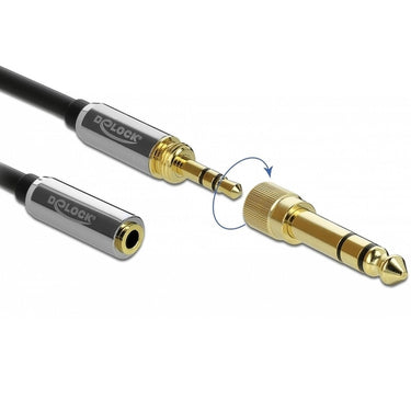 Delock stereo jack 3,5 mm 3-pin male > female verlengkabel (zwart, 1 meter)